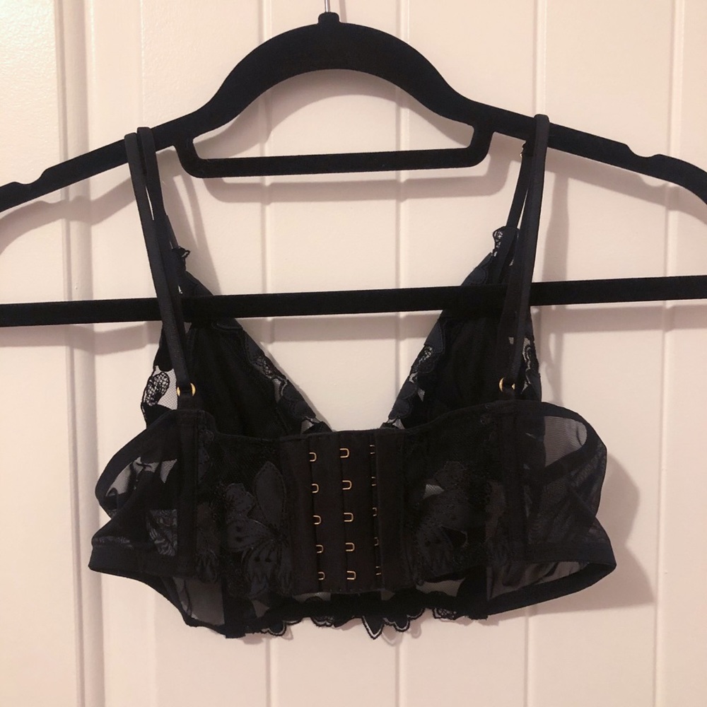 Black floral lace bralette